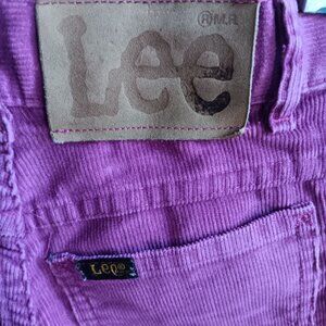 Vintage Shorts Girls 10 21" Lee Purple Magenta Corduroy Frayed Hem Cutoff 1980's